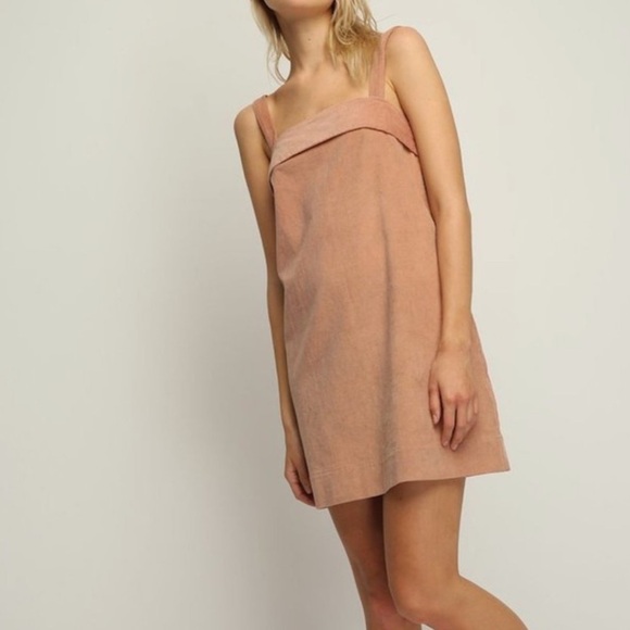Arthur Australia Peach Corduroy Shift Mini Dress - Picture 1 of 11
